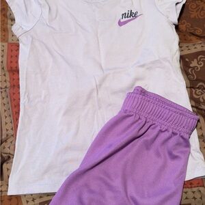 Nike White Tee and Purple Shorts Set